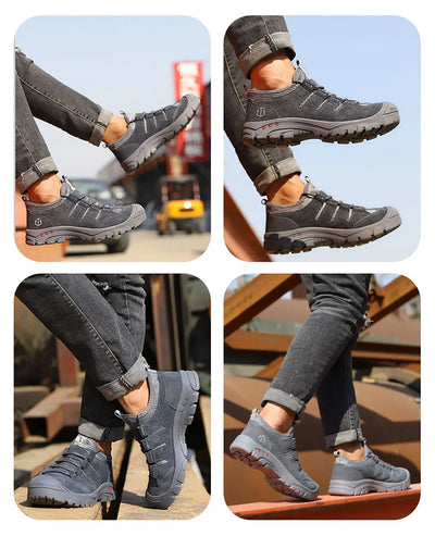 Men's safety shoes are impact resistant, puncture resistant, soft, comfortable, breathable, non slip, and lightweight work shoes