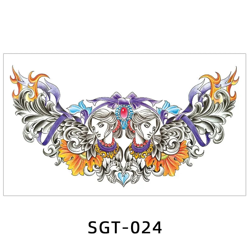 Temporary Tattoos Men Shoulder Tattoos Large Chest Body Sexy Tattoo Sticker Waterproof Tatoo Fake Make Up Pattern Stickers