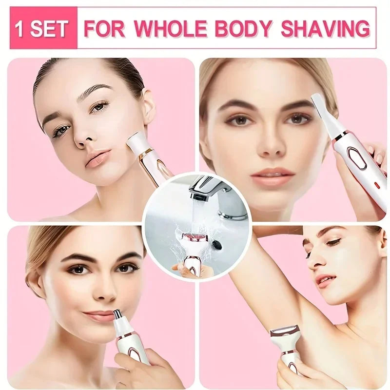 2025 4 In 1 Electric Lady Shaver Body Hair Removal Epilator Painless Cordless Trimmer Razor Gifts For Women 2025 - Elanique