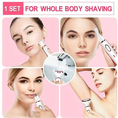 2025 4 In 1 Electric Lady Shaver Body Hair Removal Epilator Painless Cordless Trimmer Razor Gifts For Women 2025 - Elanique