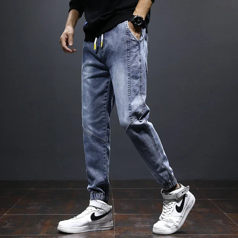 2024 Men Jeans mens fashion clothing Black Blue Cargo Jeans Men Streetwear Denim Jogger Pants Men Baggy Harem Jean Trousers
