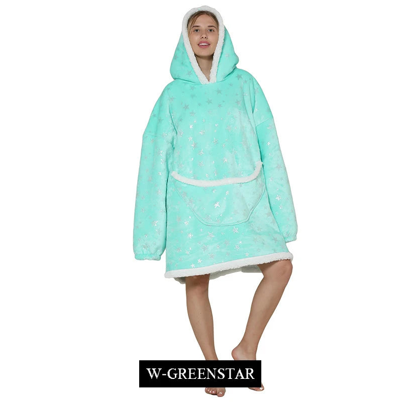 Blanket Hoodie Sherpa Fleece Oversized Wearable Blanket Warm Thick Big Hooded Sweatshirt Blanket for Women Adults Men Teens