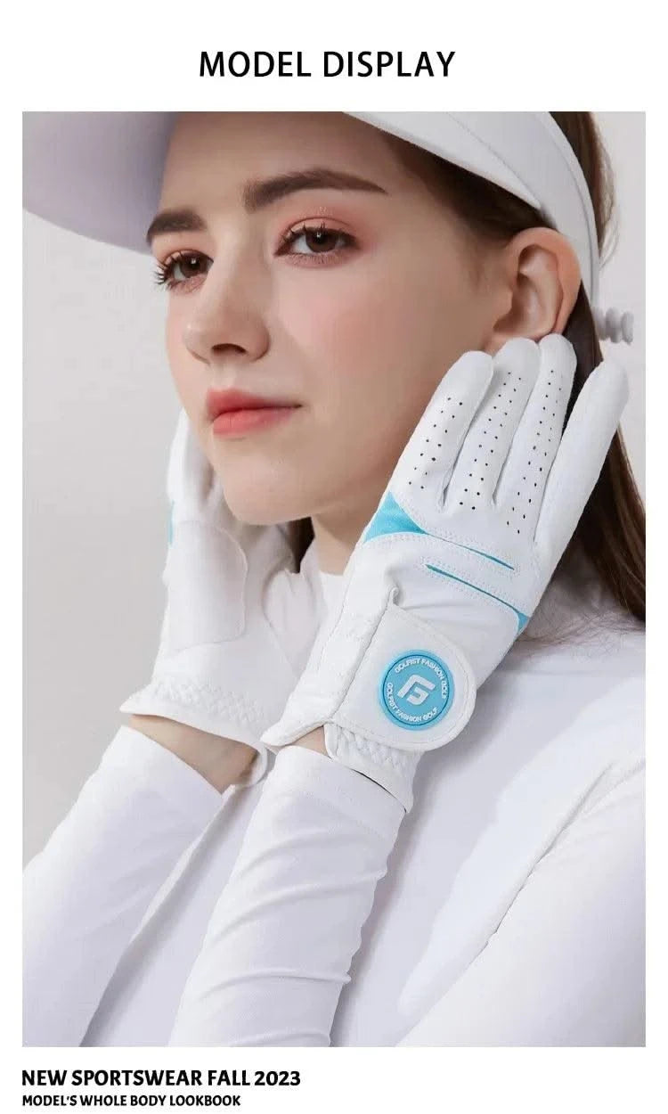 Golfist 1 Pair Golf Gloves For Women Left Hand Right Hand Gloves Ladies Breathable Soft Leather Mittens Anti Slip Sports Aids