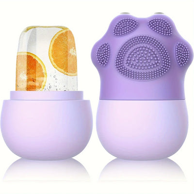 Ice Roller for Face Beauty Ice Roller With Cosmetic Brush Scrubber Mat Pad Cleaning Tool Skin Care Tools Perfect Gift for Women