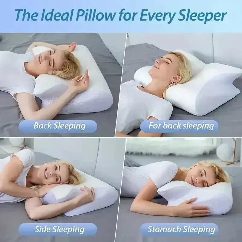Butterfly Shaped Memory Foam Pillow Relaxing Cervical Slow Rebound Neck Contour Orthopedic Pillow Pain Relief Sleeping Pillows