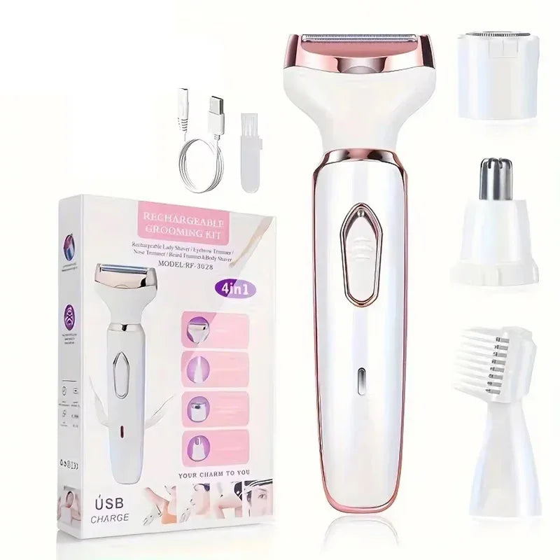 2025 4 In 1 Electric Lady Shaver Body Hair Removal Epilator Painless Cordless Trimmer Razor Gifts For Women 2025 - Elanique