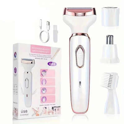 2025 4 In 1 Electric Lady Shaver Body Hair Removal Epilator Painless Cordless Trimmer Razor Gifts For Women 2025 - Elanique
