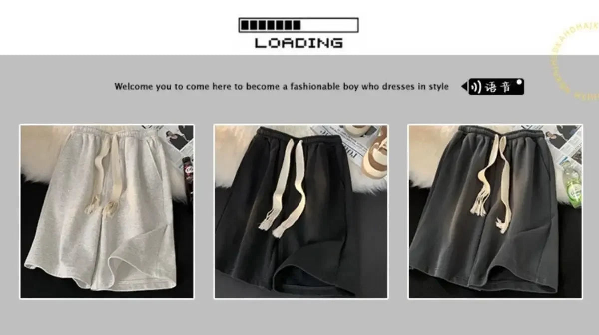 Solid Color Wide-leg Pants for Men New in Summer 2025 Loose and Versatile Sporty Mid-length Shorts Trendy