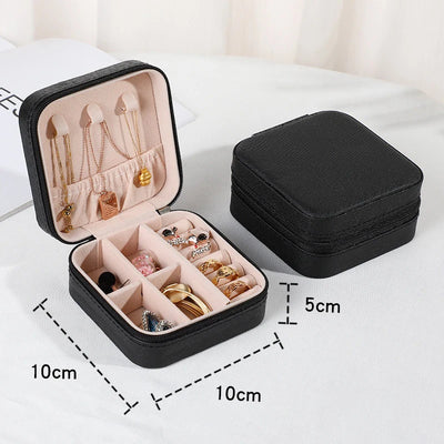 Jewelry Organizer Portable Jewelry Box Display Travel Jewelry Case Boxes Button Leather Storage Zipper Jewelers Display