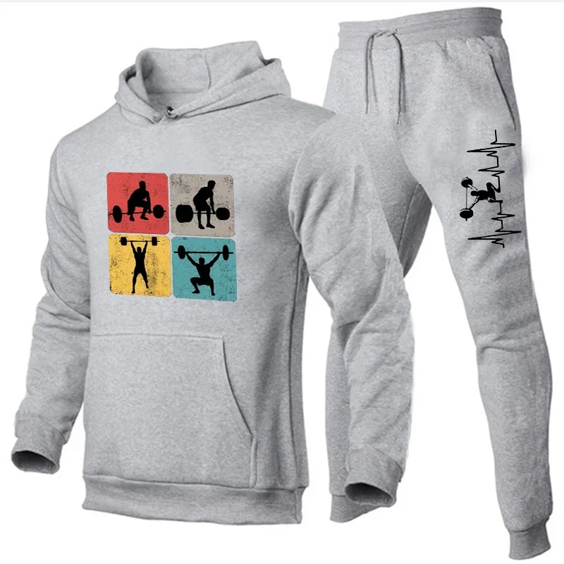 Men's Sportswear Sportswear Jogging Suit Hooded Sportswear Suit Clothing Hoodie + Fitness Pants Sportswear