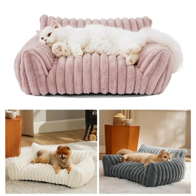 Warm Pet Sofa Luxurious Pet Bed with Memory Foam Washable Cover Non-slip Bottom for Dogs Cats Sofa for Comfortable Sleeping