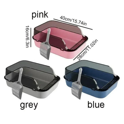 Cat Litter Box Set Large Fence Semi Enclosed Cat Litter Box Thickened Cat Toilet with Cat Litter Scoop Pet Supplies Cat Litter