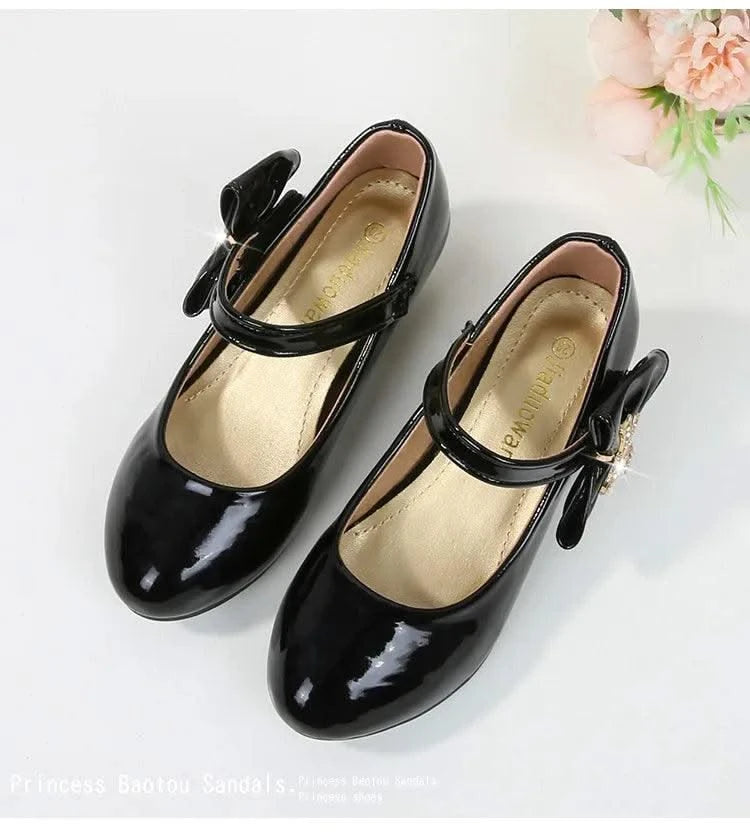 Children's Leather High Heels Shoes | Casual Soft Bottom Footwear Kids