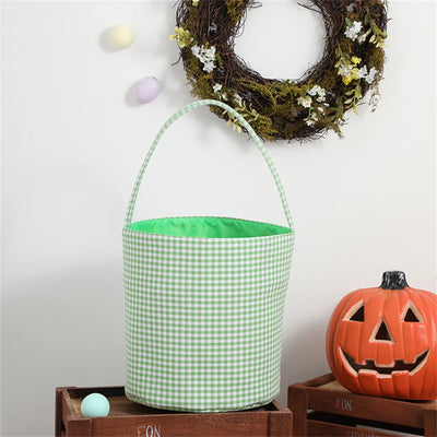 Plaid Halloween Baskets Trick Or Treat Bags For Kids Candy Gift Bucket Tote Bag Party Decoration Supplies