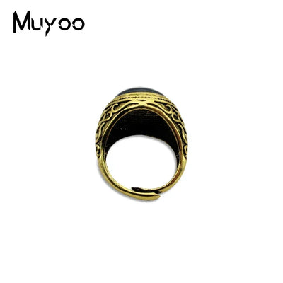 Atheist Atheism Symbol Antique Rings for Men Atheist Logo Glass Cabochon Fashion Dome Rings Handmade Jewelry Vintage Ring