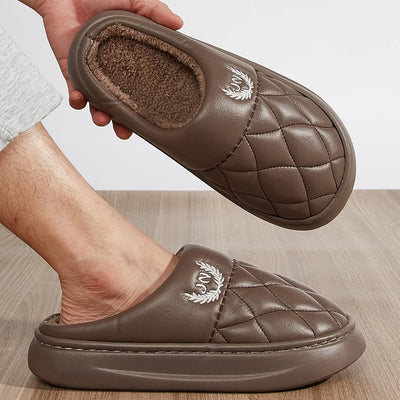 Warm Slippers for men EVA Memory Foam Indoor Shoes Thick Bottom Plush Waterproof Flat Comfortable Luxury House