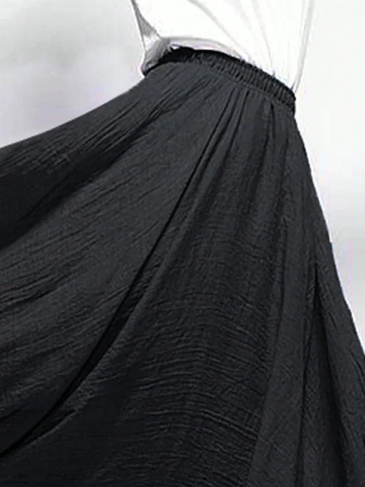 Classic A-line Pleated Skirts for Women High Elastic Waist Solid Black Summer Thin Long Skirt Woman Clothing Women's Skirts