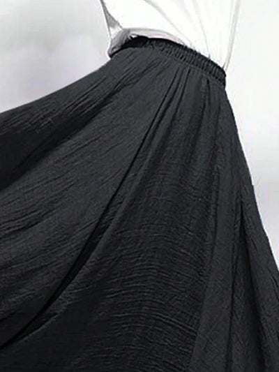 Classic A-line Pleated Skirts for Women High Elastic Waist Solid Black Summer Thin Long Skirt Woman Clothing Women's Skirts