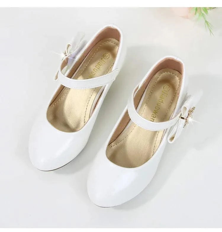 Children's Leather High Heels Shoes | Casual Soft Bottom Footwear Kids