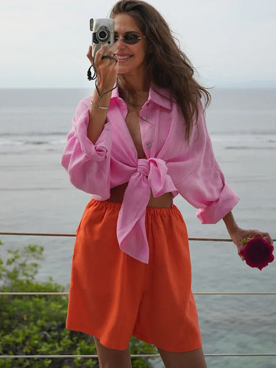 Fashion Loose Blouses Urban Women's Linen Top