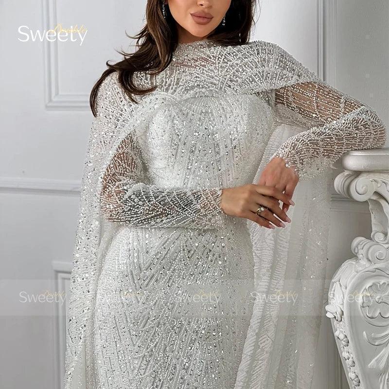 Mermaid wedding dress lace with beading ball gown