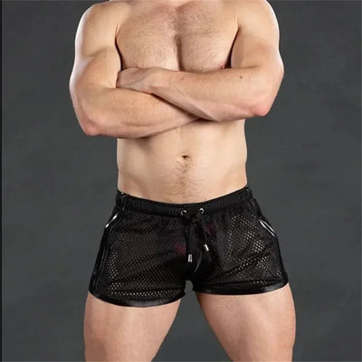 Men Shorts Sport Cool Running Shorts Quick Dry Grid summer Workout Short Pants Breathable Men Fashion Training Swim Beach Shorts