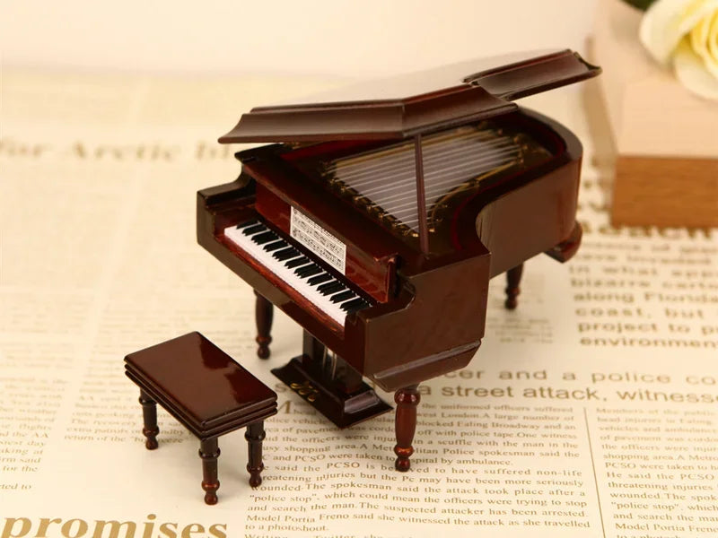 Handmade Wooden Musical Instruments Collection Decorative Ornaments Mini Piano Miniature Model Decoration Gifts