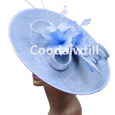 Royal Ascot Big Fascinator Hat Women Kentucky Derby Feather Large Hat Fascinator Party Wedding Headpiece Flower Church Chapeau