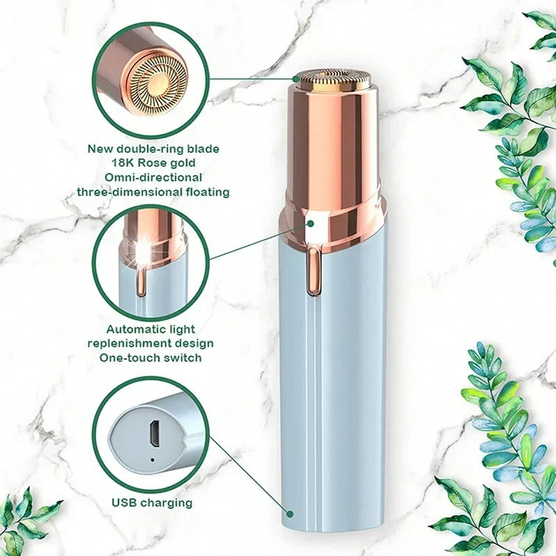Facial Hair Removal Electric Face Razors for Women USB Rechargeable Painless Portable Hair Removal Device with Indicator Light