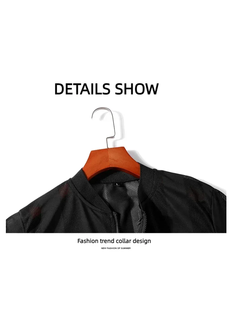 Men's Summer Casual Jackets Cool Lightweight Hooded Zip Jacket with Pockets Summer Essential Outerwear  Cut-Out Jacket