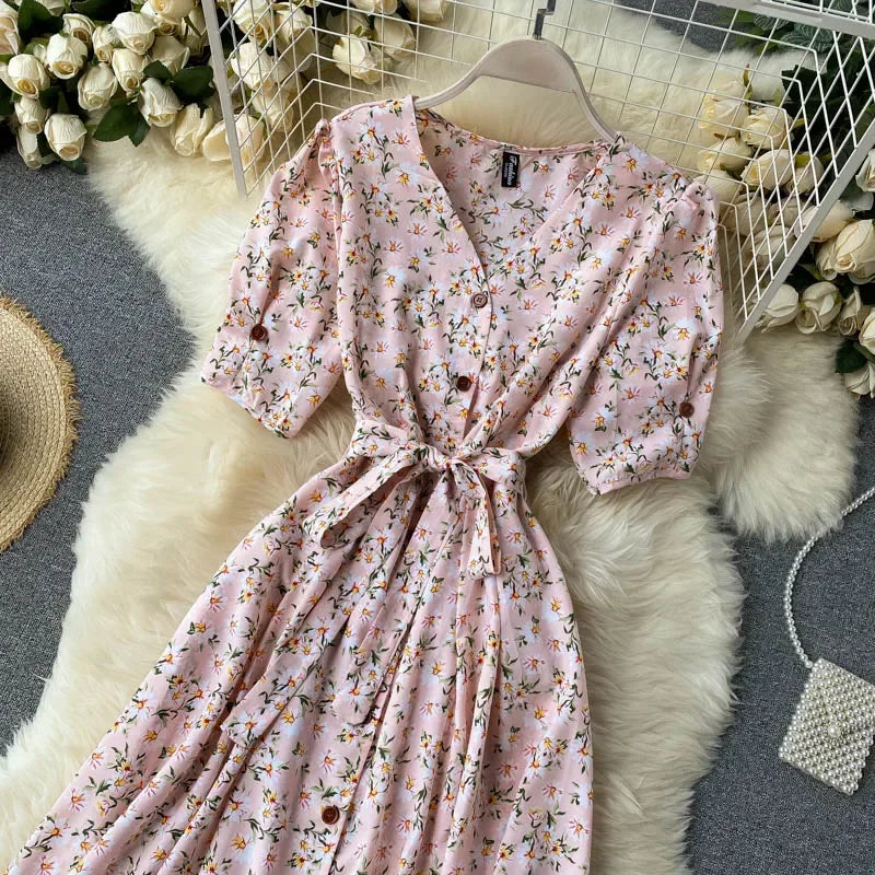 Korean Red elegant sexy Dress women Summer Autumn V-neck polka dot midi dress waist split dress vestidos de fiesta clothes