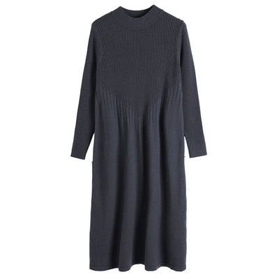 Knitted Sweater Dress for Women in Autumn Winter New Style with Coat Half Turtleneck Temperament Bottoming A-line Skirt Trendy