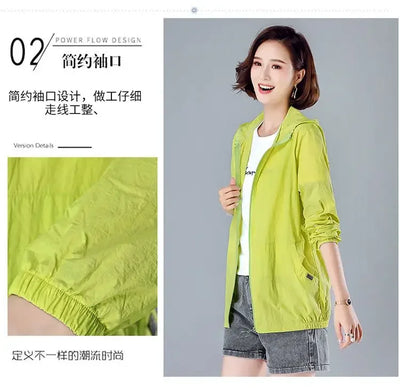 2025 New Fashion Summer Sun Protection Clothing Women Hooded Short Breathable Loose Print Thin Casual Sun Jackets Female Coats