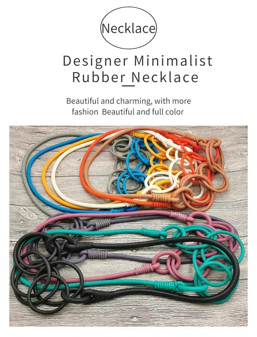 Barwodo new rubber chain necklace for women simple handmade elasticity jewelry sweater chains party accessories luxury