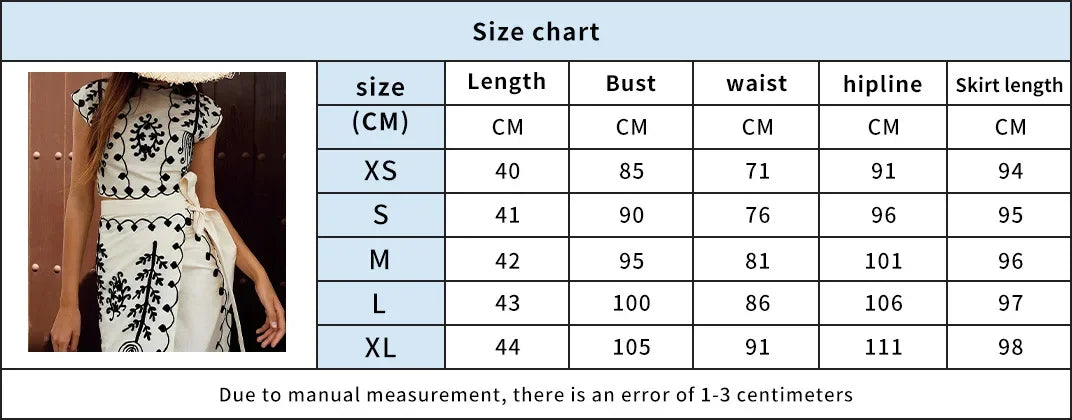 Cotton Linen Print Top Two Piece Set For Women