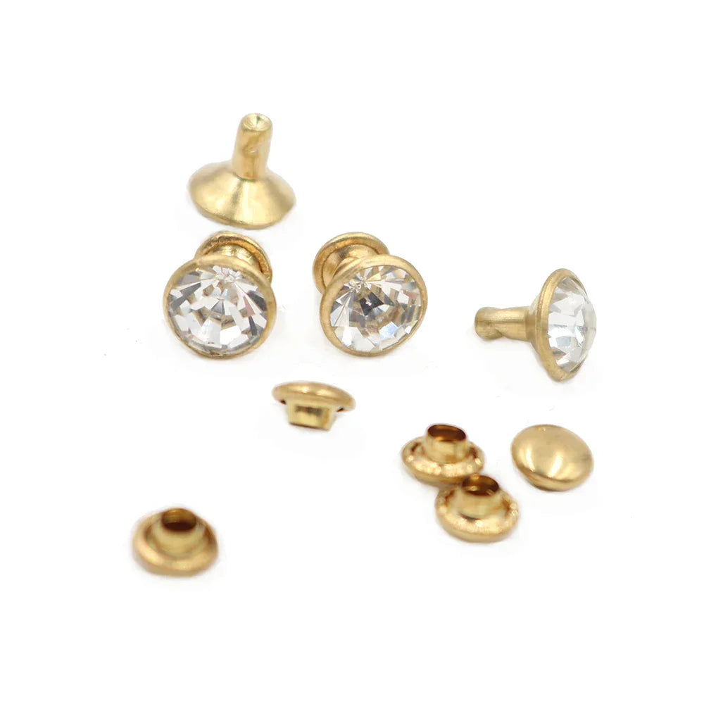 Colorful Crystal Rhinestone For Nails Rivets Studs For Leathercraft 100Sets Horse Tack Rivet Leather Belt Bags Clothing