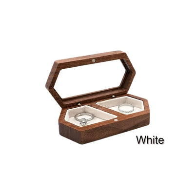 Engraved Wooden Ring Box, Double Slot, Perfect for Wedding, Proposal Rings, Romantic Gift for Wife, Jewelry, Always & Forever"