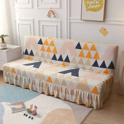 1/2/3Seater Sofa Bed Cover with Elastic Printing Seat Cover Armless Sofa Bed Cover Sofa Covers for Living Room Home Decor