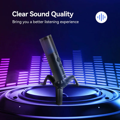 Retekess USB Dynamic Microphone TG101 Headphone Jack Mute Button RGB Gain Control Gaming MIC For PC PS5/4 Recording Streaming