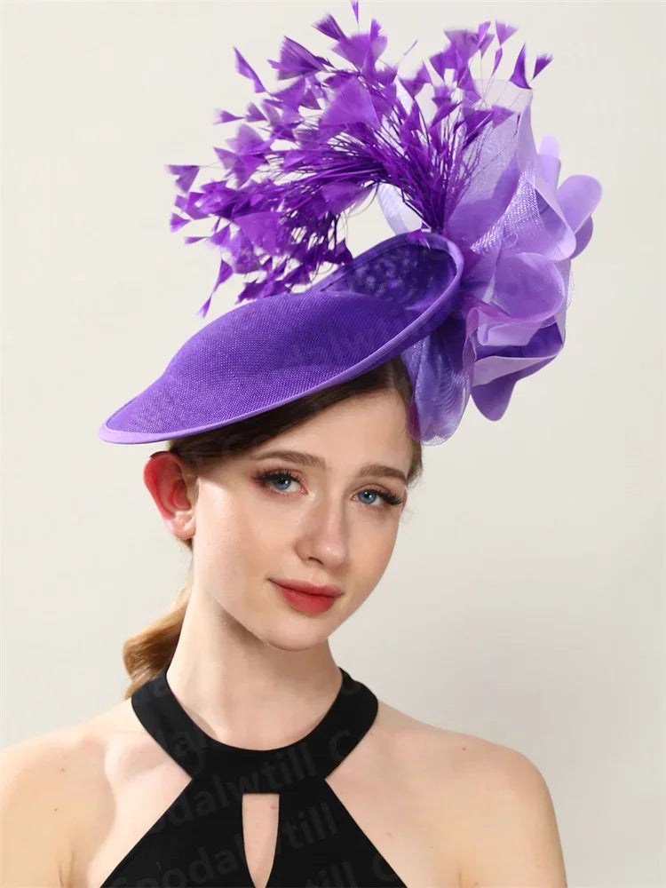 Royal Ascot Big Fascinator Derby Hat Women Kentucky Derby Headpiece Flower Wedding Fascinators Hats Hair Clip Ladies Chapeau