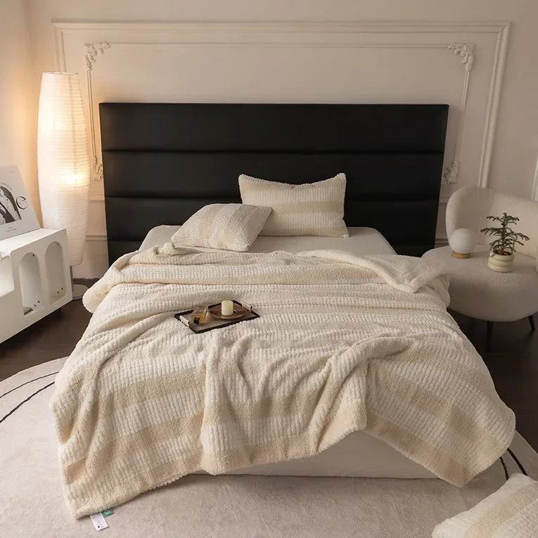 Teddy Fleece Blankets Stitch Winter Cozy Soft Blankets Multifunctional Farley Plush Blanket Cover Thermal Mat for Home Plaid 이불
