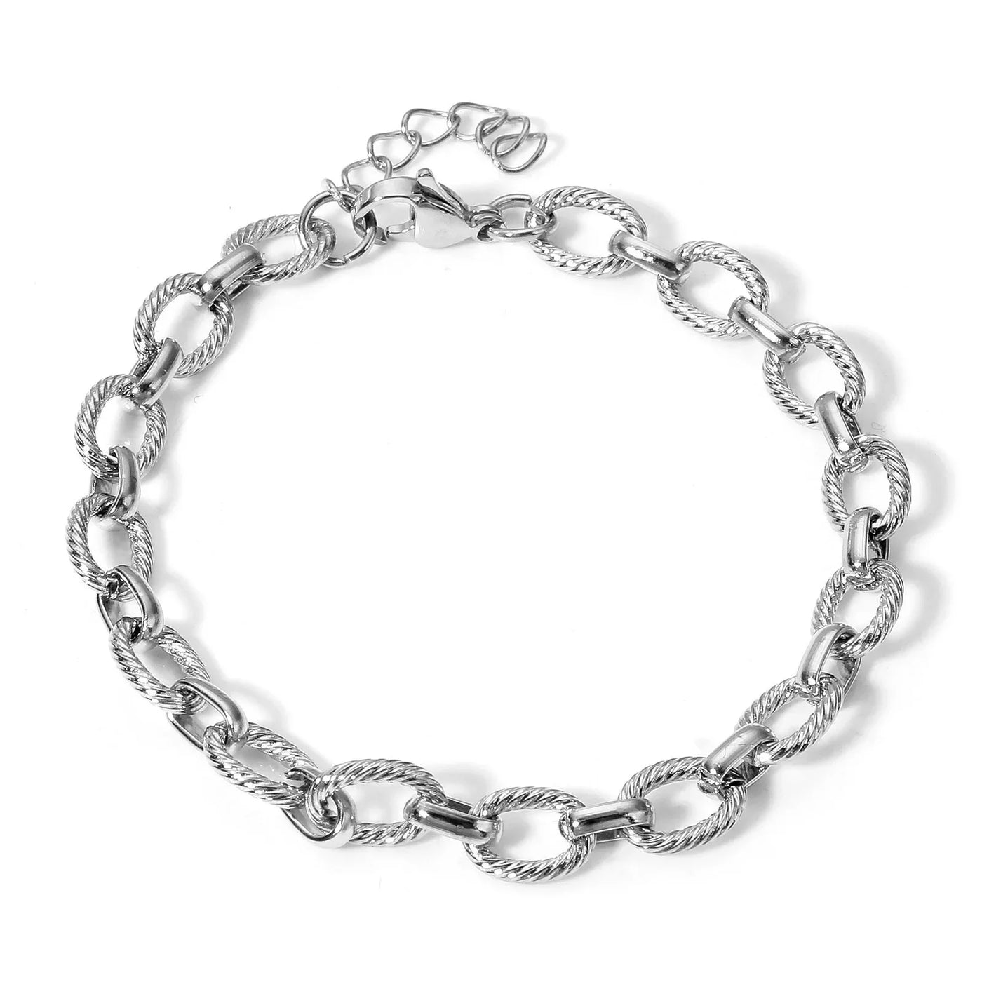 1Piece Statement Stainless Steel Chain Bracelet For Women Men Punk Metal Oval Bracelet Handmade Exquisite Jewerlry Gifts 17.5cm