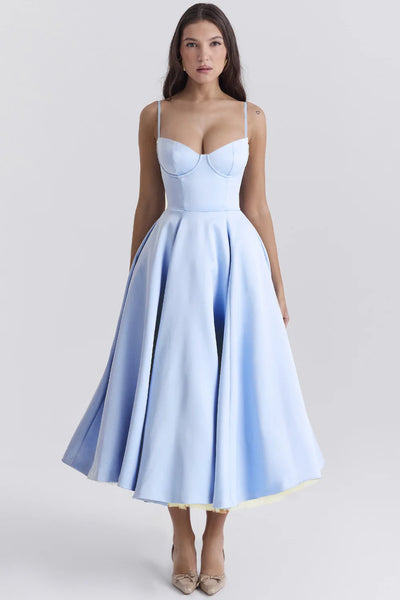 Summer haute couture Princess dress French mesh big swing double strap dress woman