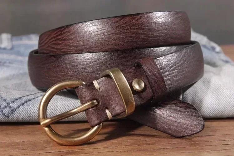 Genuine leather brass buckle belt for women | jeans casual dress | ladies designer trendy belts waistband