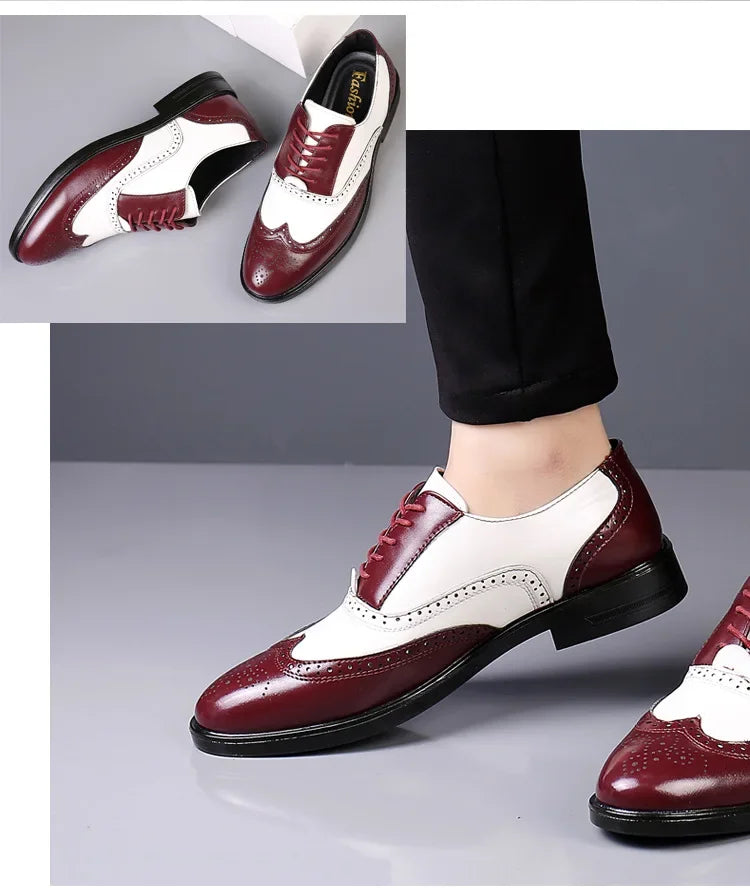 Retro Men's Oxford Shoes Fashion Block Carved Casual Shoes Social Shoes Male Business Dress Leather Shoe Zapatos Para Hombres