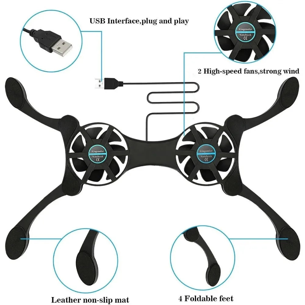 Cooler Stand Laptop Cooler Low Noise Cooling Portable Ultra Slim Gaming Laptop Cooling Pad Prevent Overheatin for 13inch Laptop