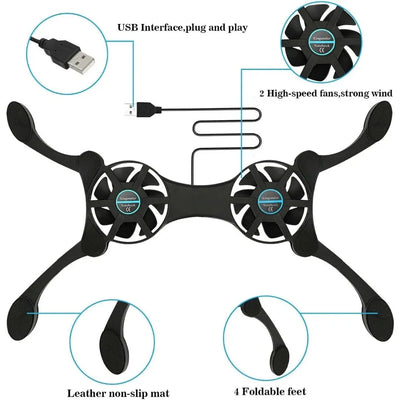 Cooler Stand Laptop Cooler Low Noise Cooling Portable Ultra Slim Gaming Laptop Cooling Pad Prevent Overheatin for 13inch Laptop