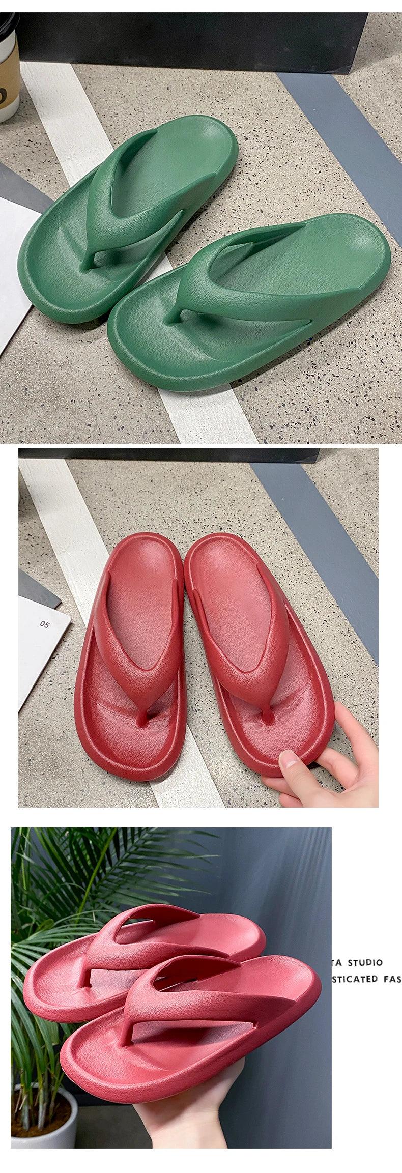 Women's Classy Flip-Flops for Women, Summer Flip-Flops for Beach Couples, New Thick-Soled Outer Wear Sandals for Men, Bathroom Bathing Non-Slip Slippers