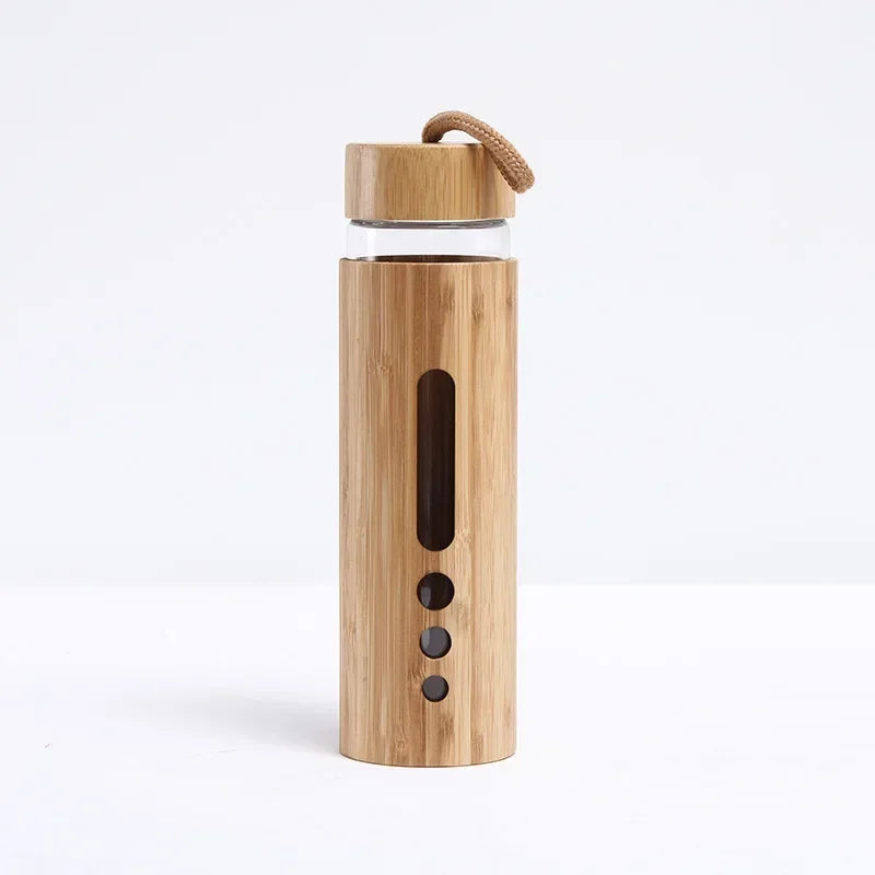 500ml Glass Water Bottle Bamboo Hot-proof Sleeve Borosilicate Glass Cup Eco-friendly Drinkware Outdoor Portable Tour Bottle