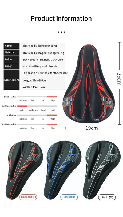 3D Bicycle Saddle Cover Accessories for Mountain Bike Men and Women Gel Soft Bicycle Seat Cover Parts Cycling Sports